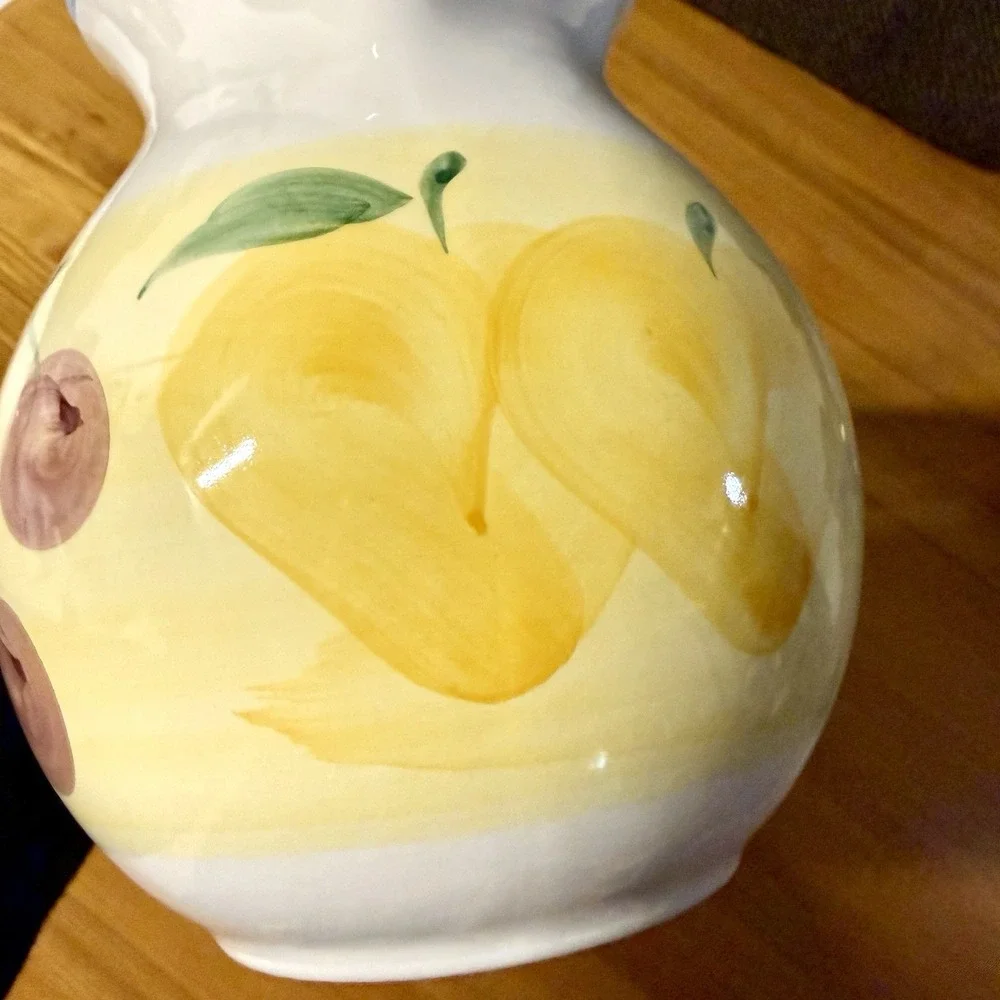 Hand Painted Portuguese Ceramic Summer Garden Pitcher Pottery Decor A. Santos
